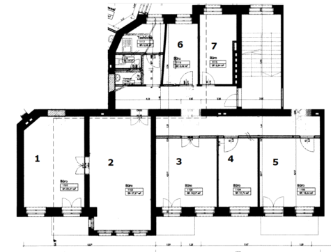 Effizientes Stuck-Altbaubüro mit bis zu 7 Büroräumen Schönhauser/ Ecke Gleim - grundriss (11931)