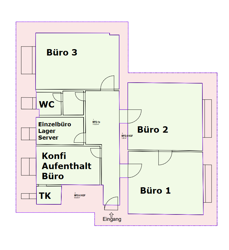 Schönes Altbaubüro im Erdgeschoss mit Vorgarten und 4-5 Räumen - grundriss (13305)
