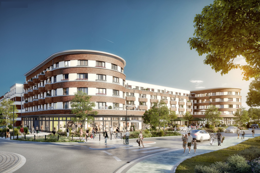 Kleine Imbissfläche mit Außenbestuhlung im Neubau Merlin Quartier Falkensee - visualisierung merlin quartier (14633)