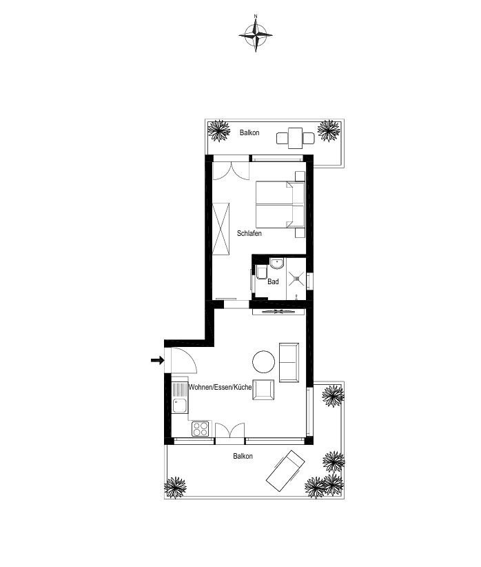 Steglitz – Ruhig gelegene, sanierte 2-Zimmer Wohnung mit Weitblick - grundriss (13021)