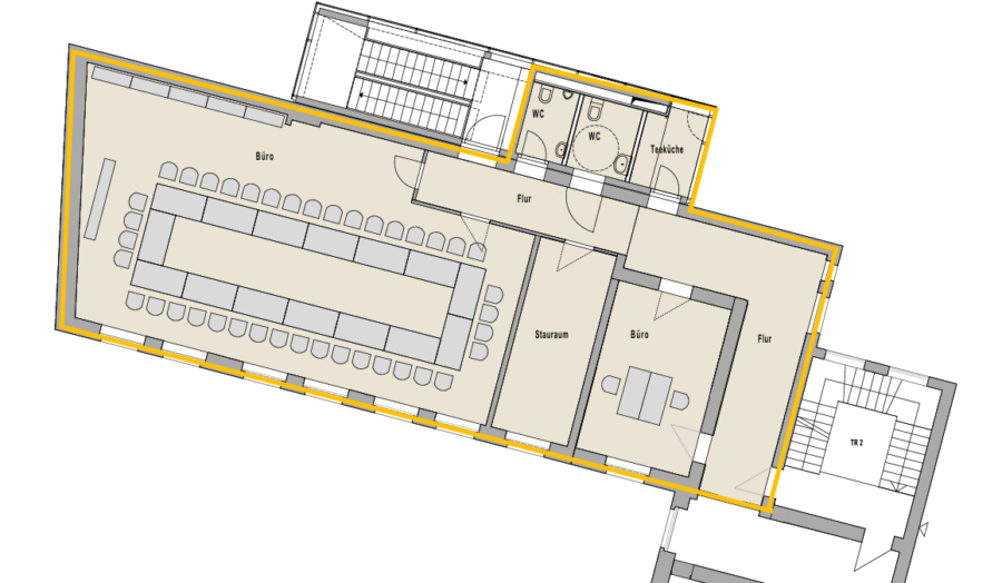 Open Space Büro / Konferenzsaal / Schulungsfläche im historischen Denkmal - grundriss (14657)