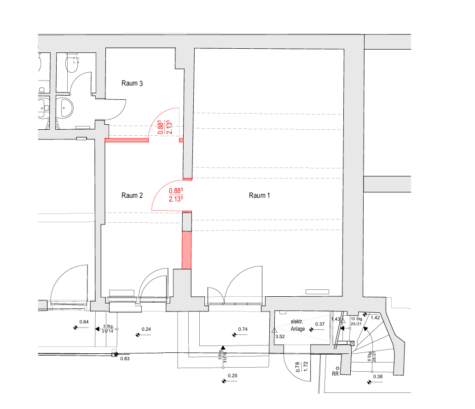 Laden / Atelier für kreative Berufe im künstlerischem Innenhof - grundriss laden links (11625)