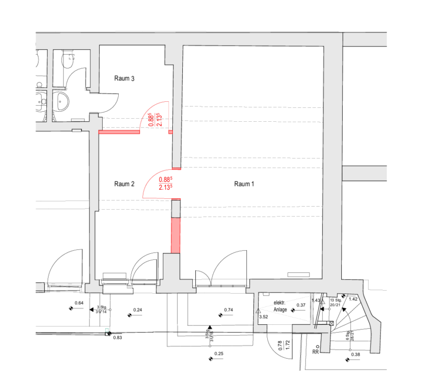 Laden / Atelier für kreative Berufe im künstlerischem Innenhof - grundriss laden links (11625)